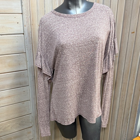 Time and Tru Tops - Time and Tru Women's Heathered Mauve Long Sleeve Top